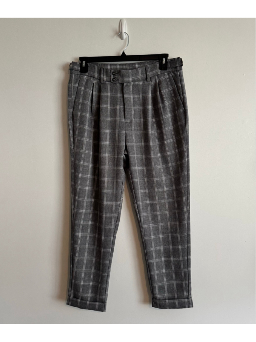 Women's Unbranded Plaid Trousers Size L Grey White